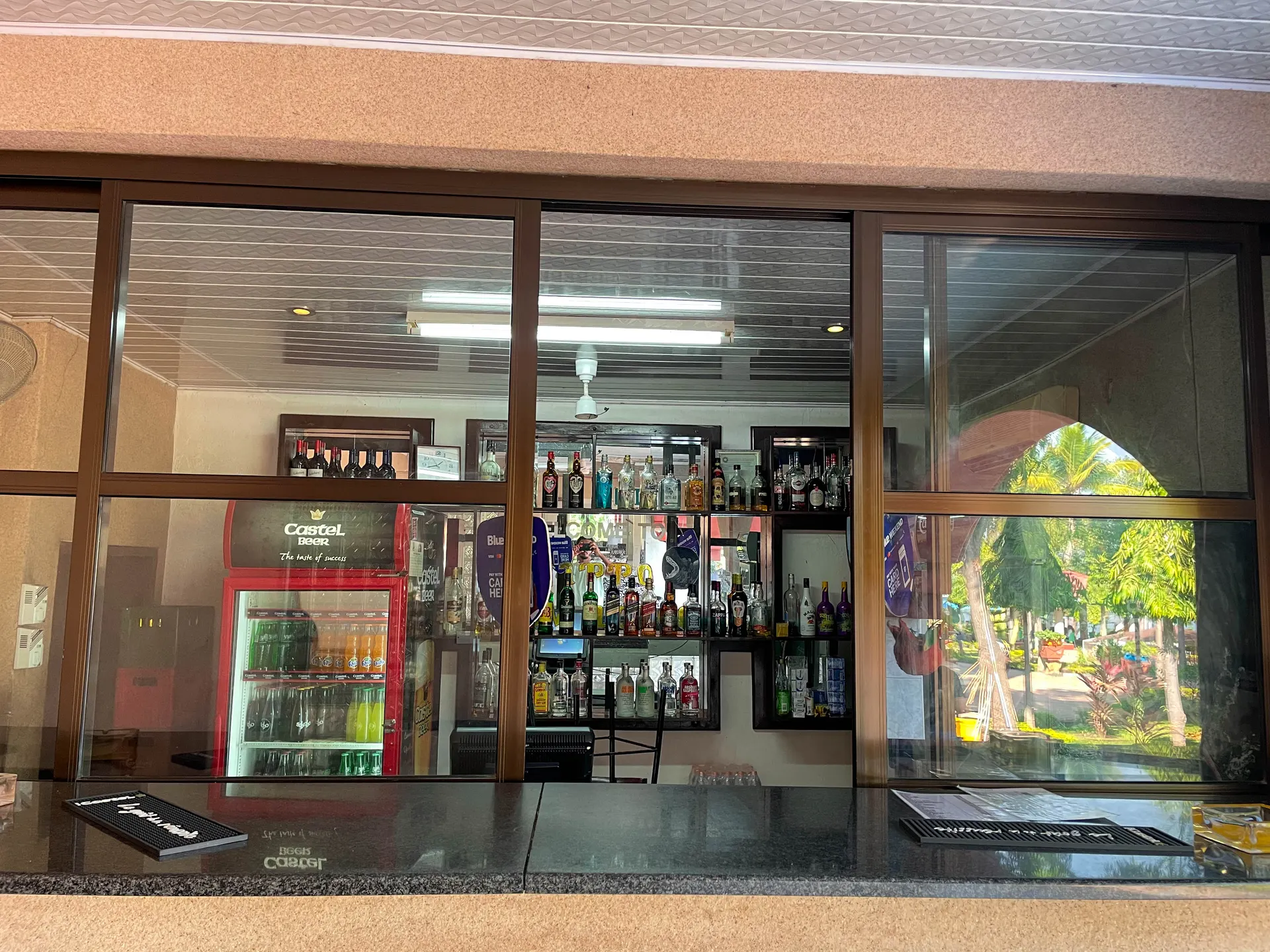 front view of drinks behind the bar